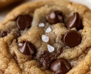 Brown butter sourdough discard chocolate chip cookies on a plate