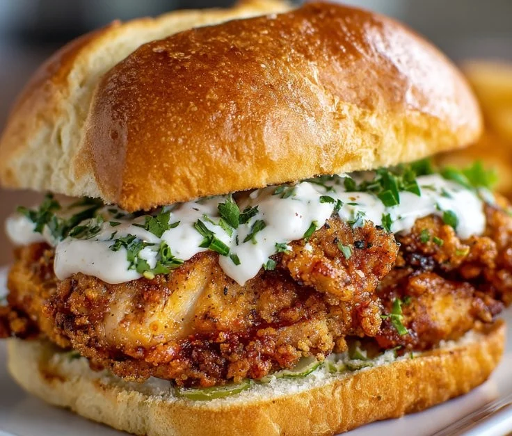 Cajun crispy chicken sandwich with garlic aioli served on a bun