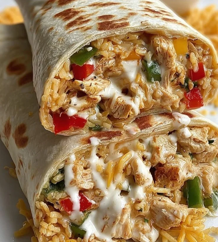 Chicken Bell Pepper Ranch Burritos ready to be served