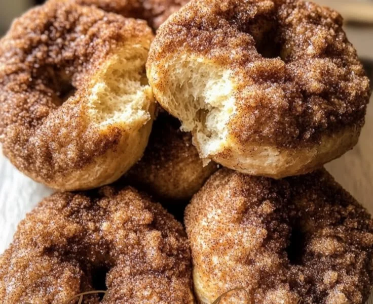Freshly baked Cinnamon Crunch Sourdough Bagels with a sweet sugary topping.