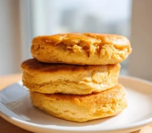 Delicious stack of coconut flour pancakes topped with fresh berries and syrup