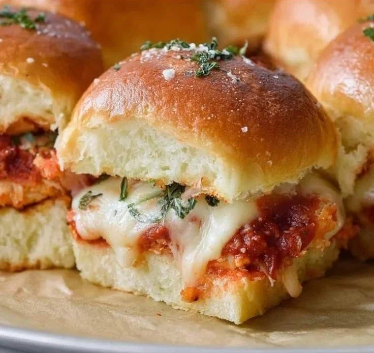 Delicious Chicken Parmesan sliders served on a platter