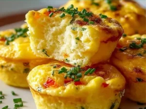 Delicious Cottage Cheese Egg Bites served in a white dish.