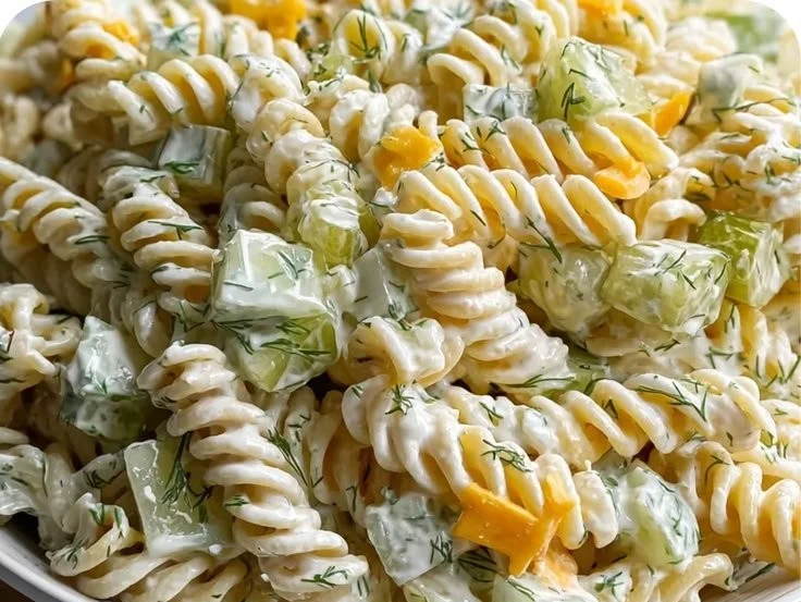 Creamy Dill Pickle Pasta Salad