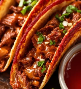 Delicious Crock Pot Birria Tacos prepared with tender, flavorful meat