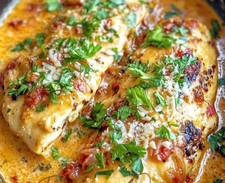 Delicious Crock Pot Marry Me Chicken served on a plate with herbs and creamy sauce.