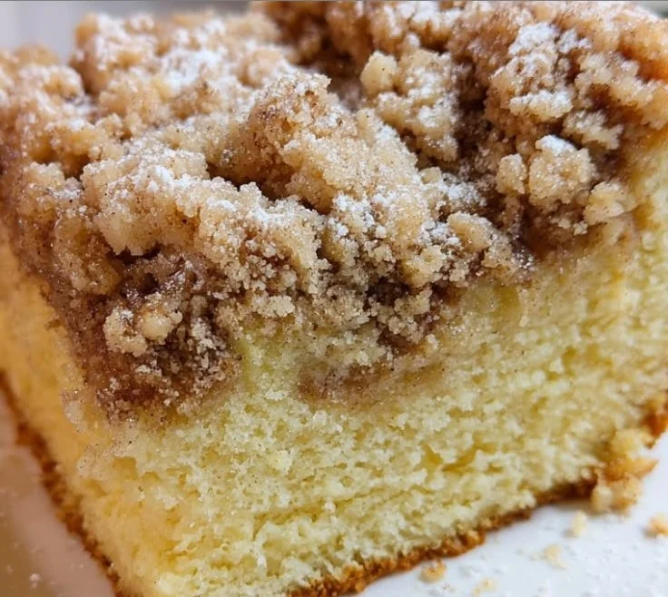 Delicious homemade crumb cake with a crumbly topping and moist texture.