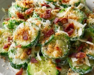 Cucumber Caesar Salad featuring crisp cucumbers, romaine lettuce, and creamy dressing