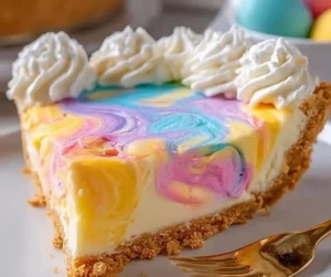 Easter Swirl Pie with colorful layers and creamy texture for festive celebrations.