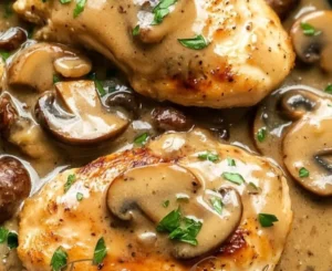 Easy Chicken Marsala with mushrooms and wine sauce served on a plate