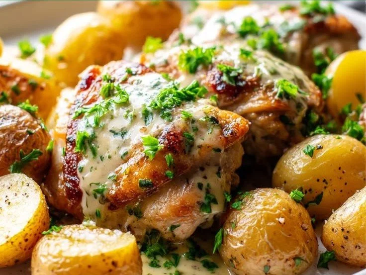 Delicious Garlic Butter Parmesan Chicken thighs cooked to perfection