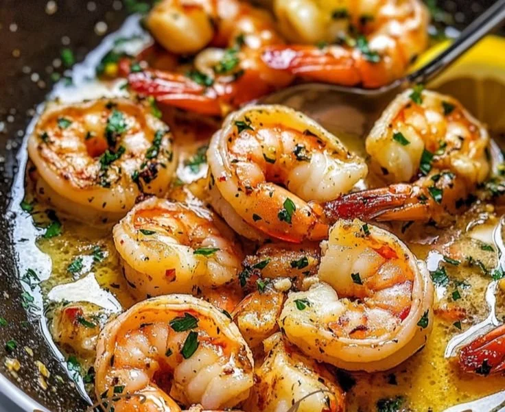 Delicious Garlic Butter Shrimp Scampi served in a bowl with fresh herbs