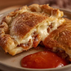 Delicious high-protein keto calzone filled with cheese and vegetables