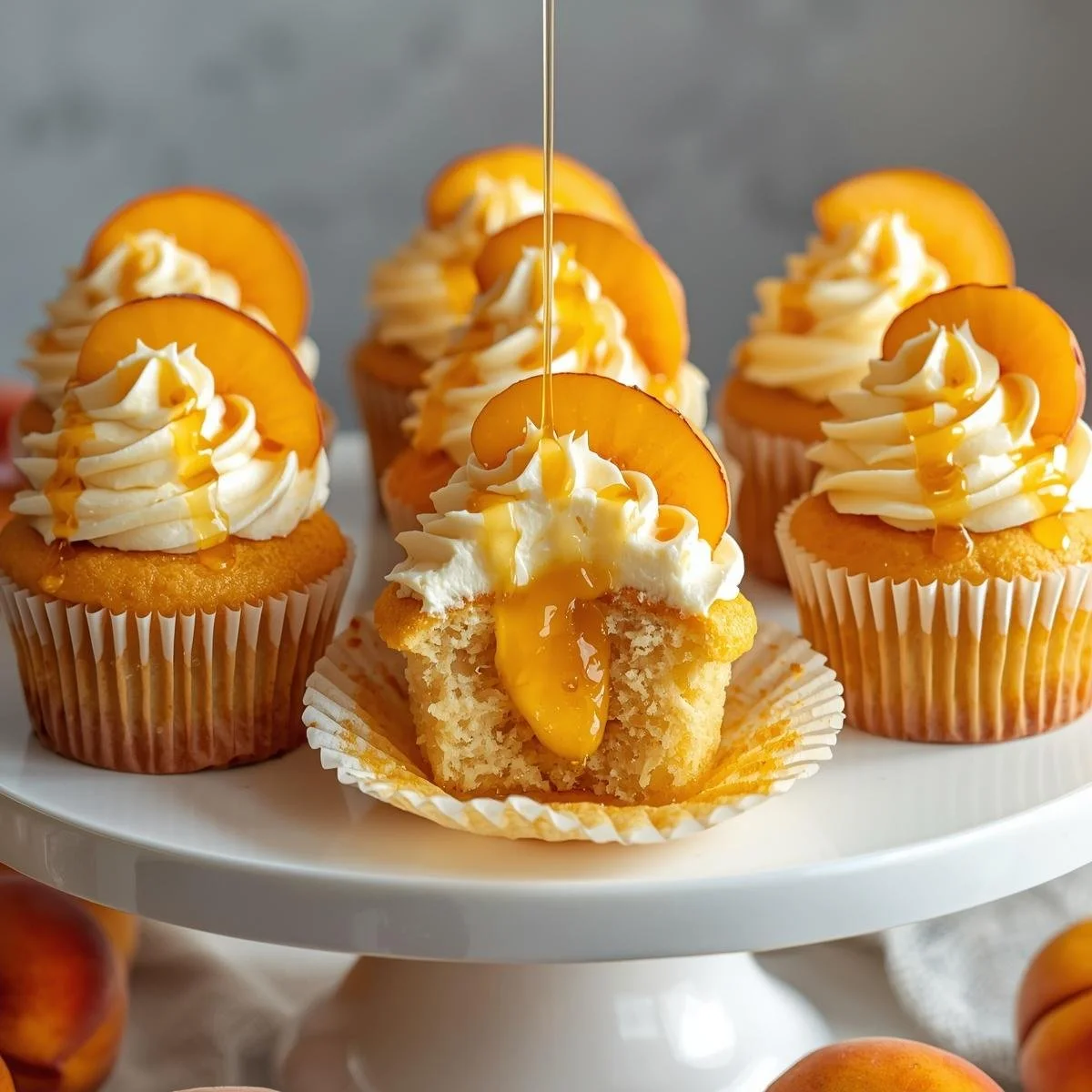 Delicious Honey Peach Cream Cheese Cupcakes