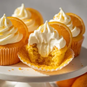 Orange creamsicle cupcakes with frosting and orange zest