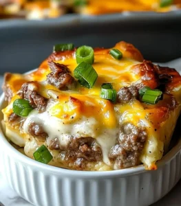 Delicious Philly Cheesesteak Casserole with melted cheese and savory beef