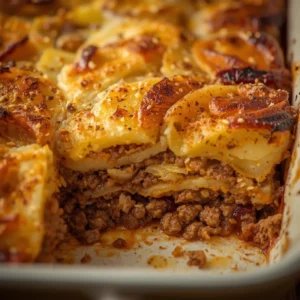 A comforting dish of Potato Minced Meat served in a bowl with garnishes.