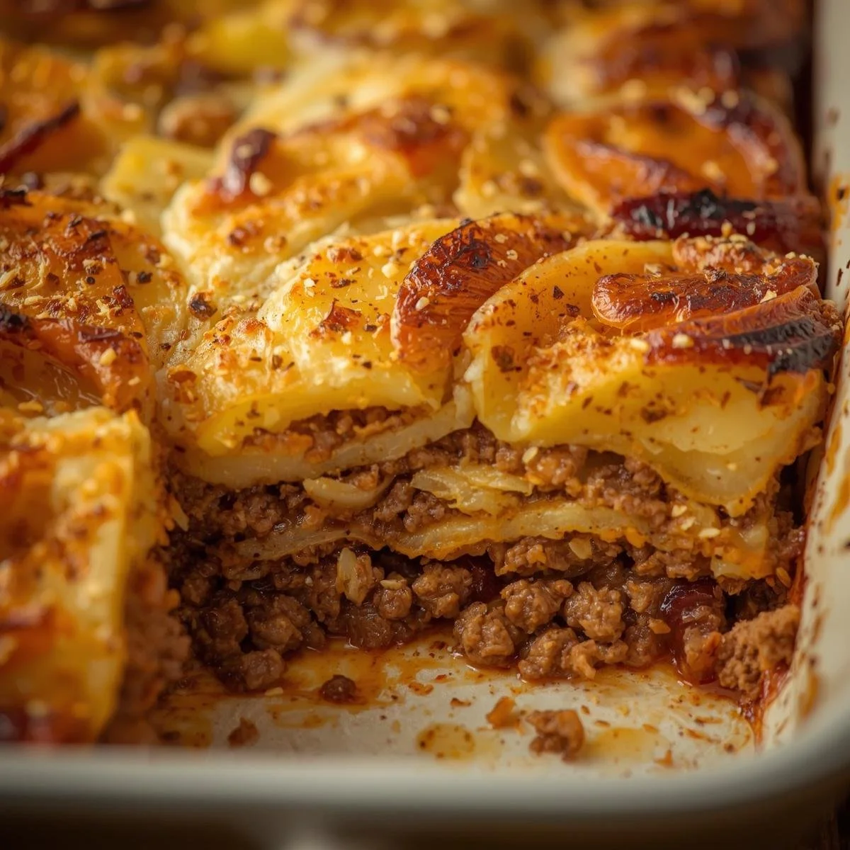 A comforting dish of Potato Minced Meat served in a bowl with garnishes.