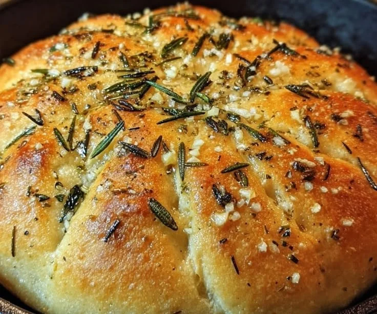 Rustic Garlic Rosemary Skillet Bread