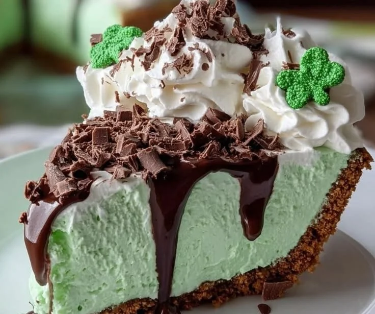 Delicious Shamrock Swirl Pie with green and white swirls for St. Patrick's Day.