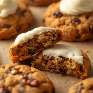 Delicious homemade carrot cake cookies with cream cheese frosting