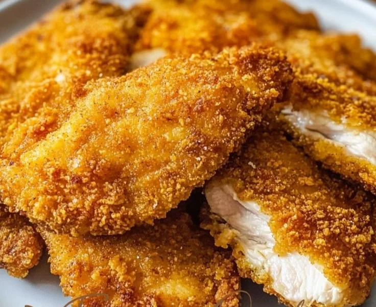 Delicious and crispy oven-fried chicken on a plate