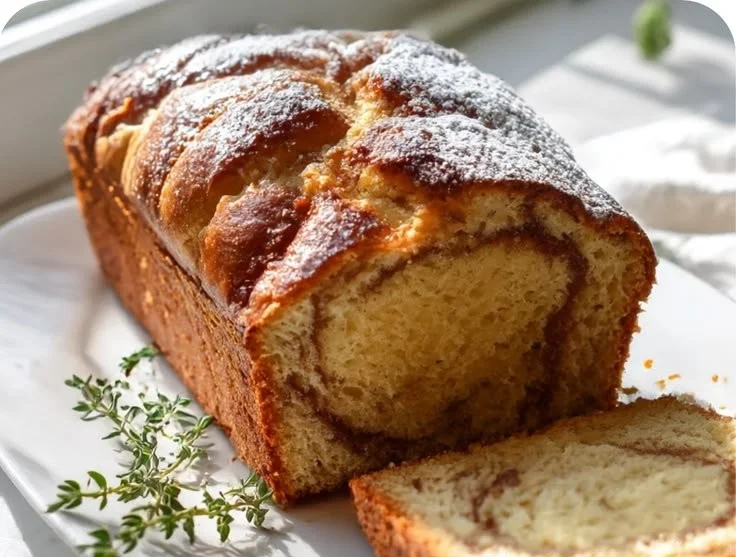 Sliced apple butter bread on a wooden cutting board