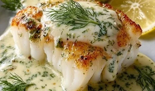 Baked Cod with Lemon Dill Sauce