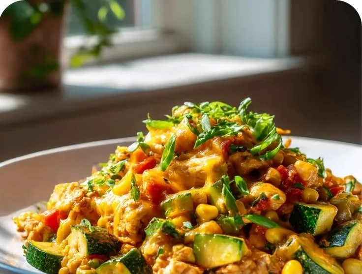 Delicious Chicken Zucchini Skillet dish with fresh ingredients