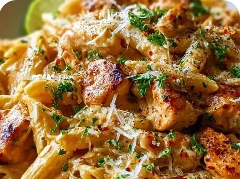 Delicious Cowboy Butter Chicken Pasta with creamy sauce and flavorful spices