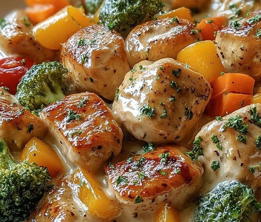 Creamy Garlic Chicken with Fresh Veggies
