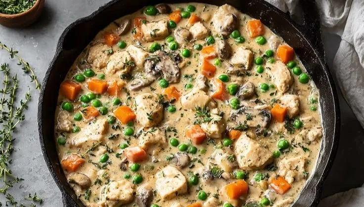 Crustless Chicken Pot Pie Skillet