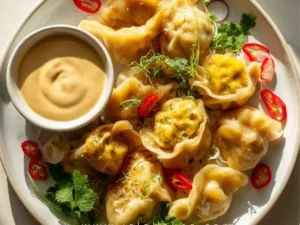 Curry dumpling platter served as appetizers for a flavorful experience