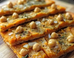 Gluten-free sweet potato and chickpea flatbread on a plate