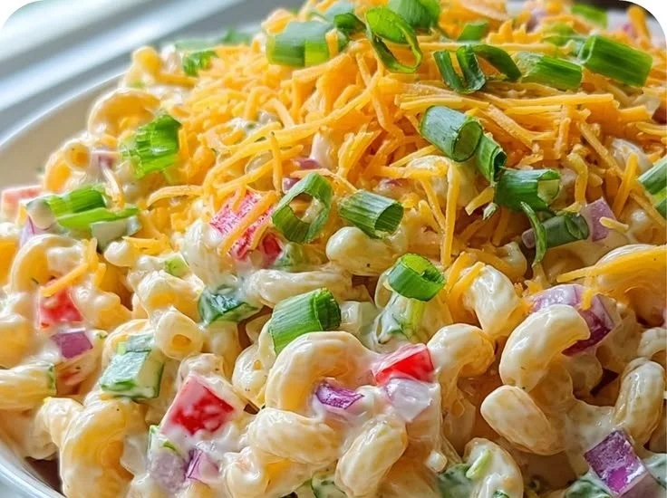 Guy Fieri's flavorful macaroni salad recipe served in a bowl