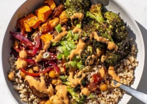 A colorful spread of bold vegetarian recipes showcasing fresh ingredients and vibrant dishes.