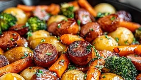 One-Pan Honey Garlic Kielbasa and Vegetables