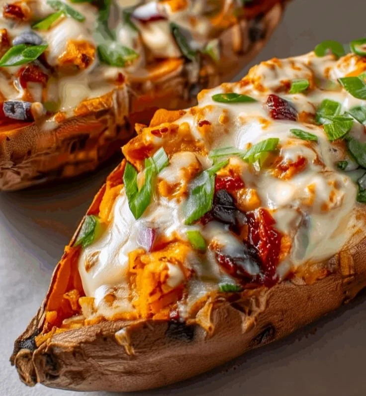 Protein loaded sweet potato boats filled with nutritious ingredients