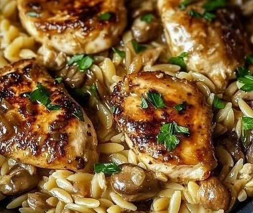 Savory Marsala Chicken with Creamy Orzo