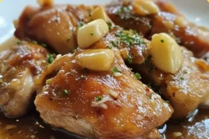 Delicious slow-cooked chicken served with flavorful garlic sauce
