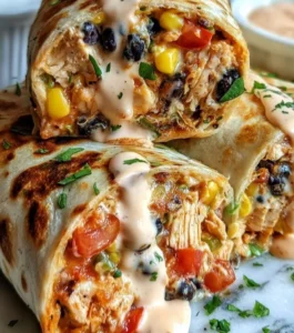 Southwest chicken wraps filled with flavorful ingredients on a plate