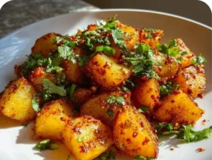 Delicious Spicy Mexican Street Potatoes topped with fresh ingredients