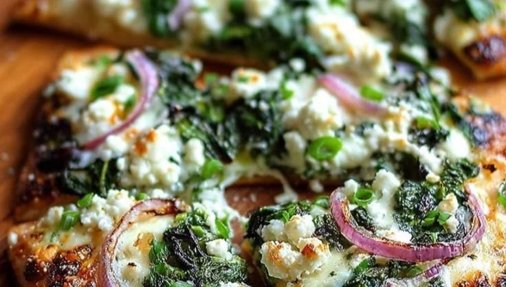 Spinach Feta Flatbread Pizza