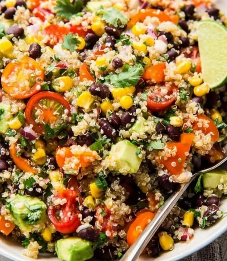 Delicious Tex-Mex Quinoa Salad with fresh vegetables and spices