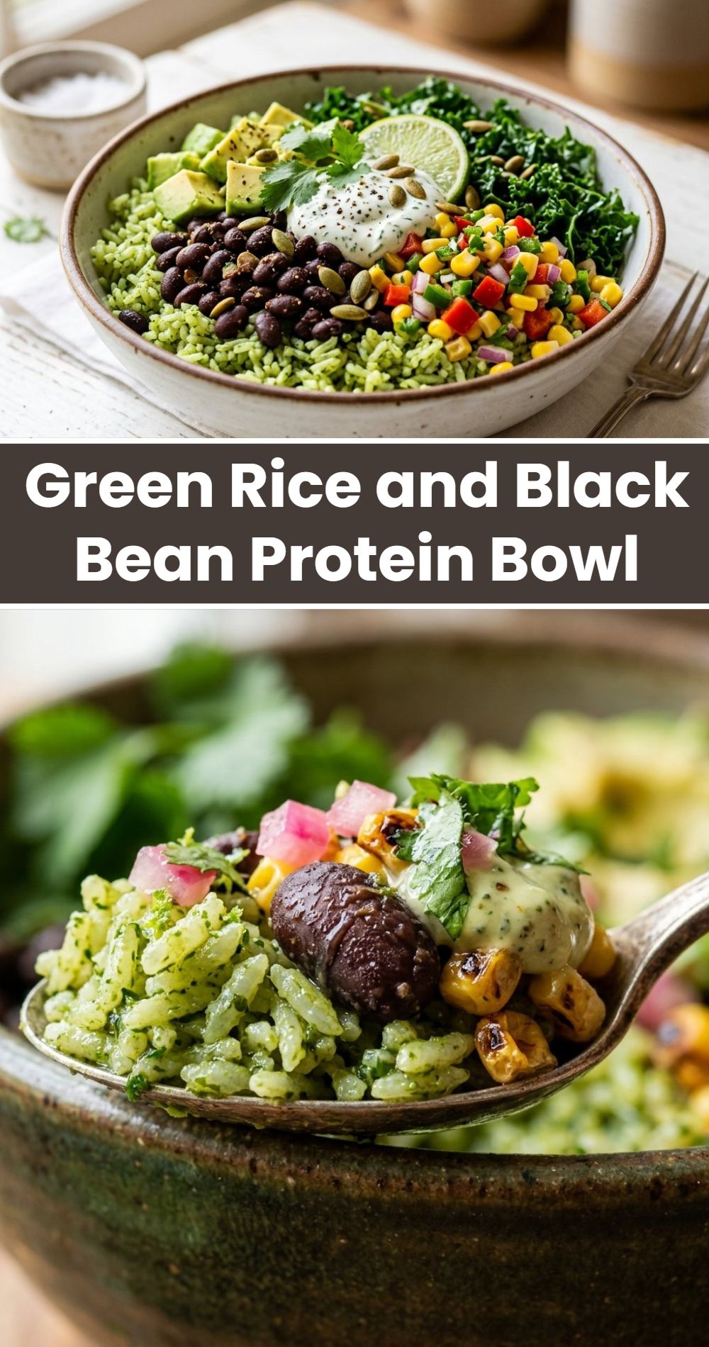 Green Rice Black Bean Protein Bowl