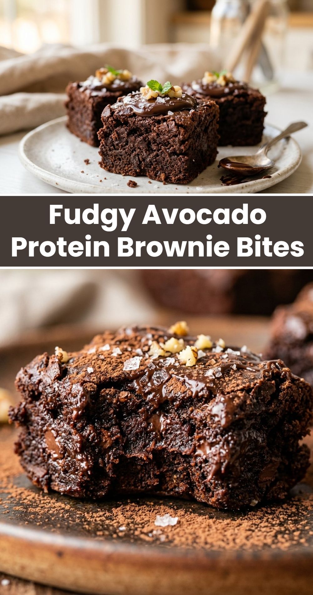 Fudgy Avocado Protein Brownie Bites