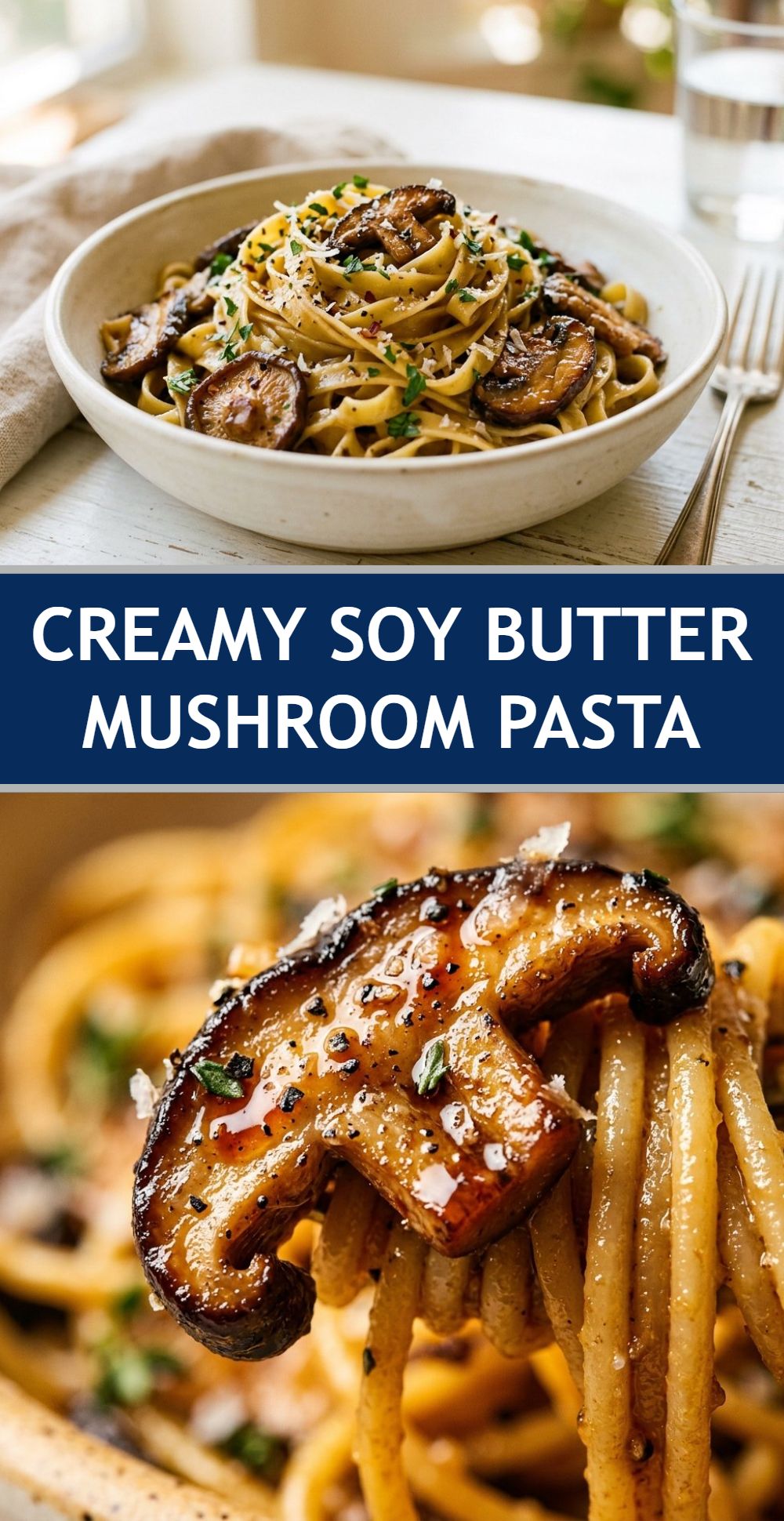 Creamy Soy Butter Mushroom Pasta