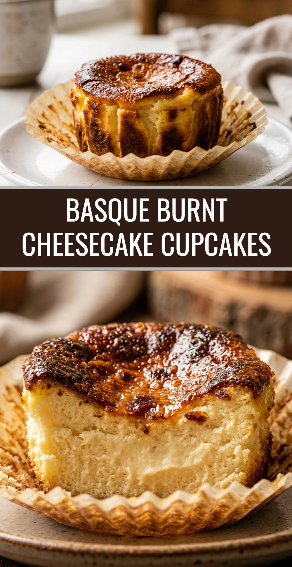 Basque Burnt Cheesecake Cupcakes