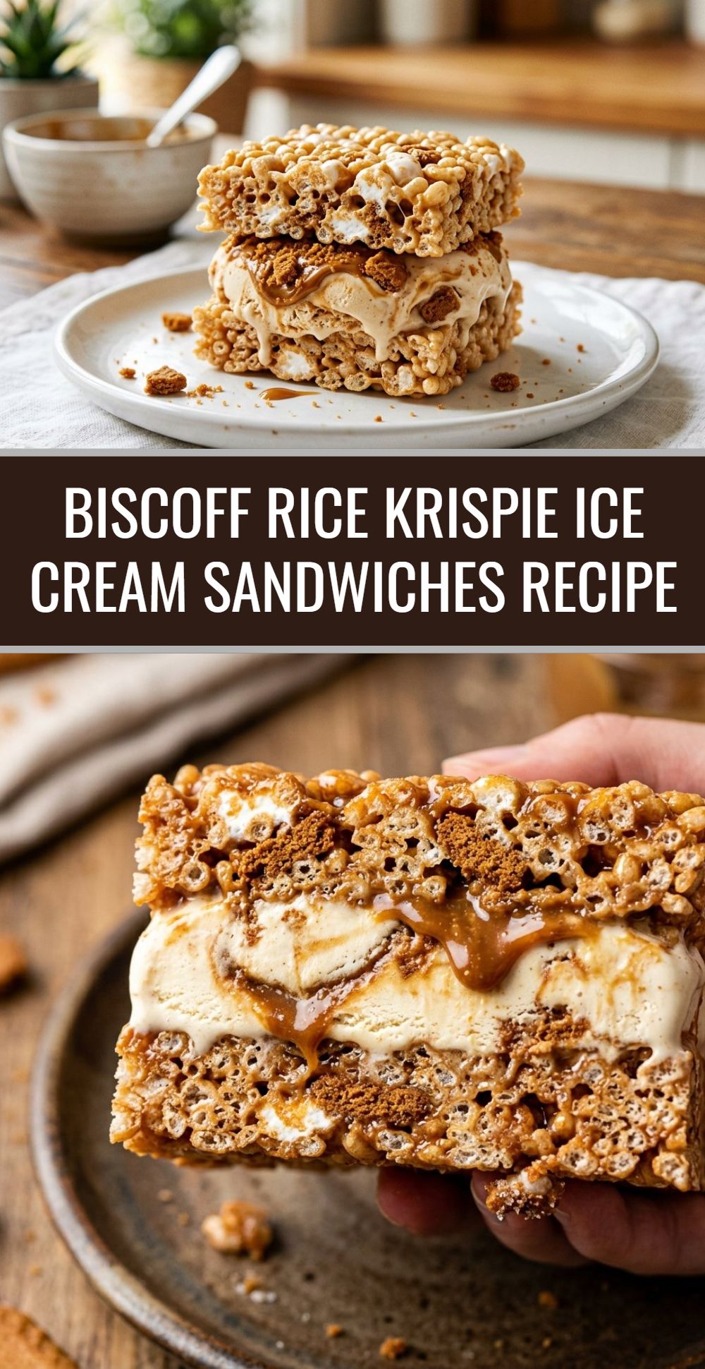 Biscoff Rice Krispie Ice Cream Sandwiches Recipe
