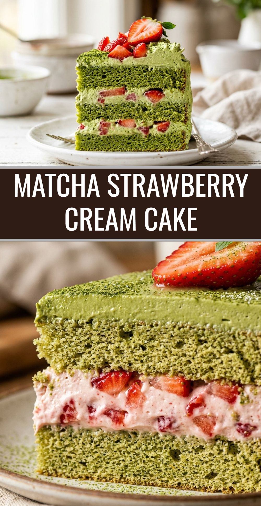Matcha Strawberry Cream Cake